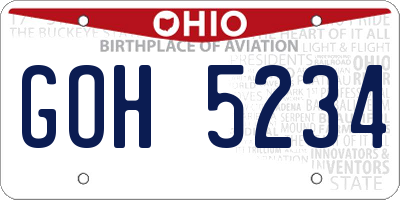 OH license plate GOH5234