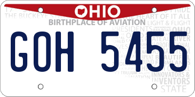 OH license plate GOH5455