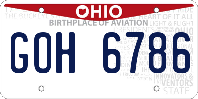 OH license plate GOH6786