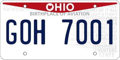 OH license plate GOH7001