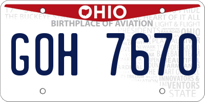 OH license plate GOH7670