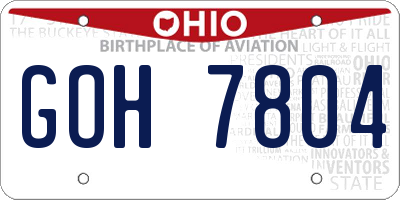 OH license plate GOH7804
