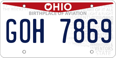 OH license plate GOH7869