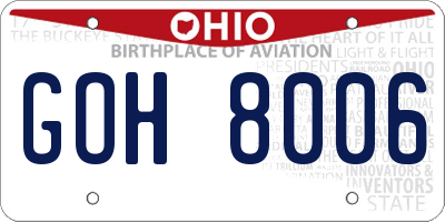OH license plate GOH8006