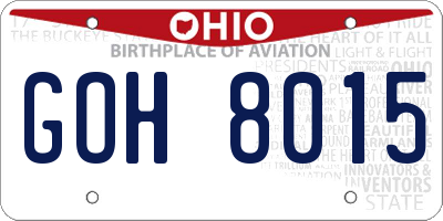 OH license plate GOH8015