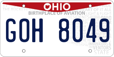 OH license plate GOH8049