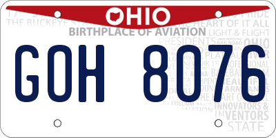 OH license plate GOH8076