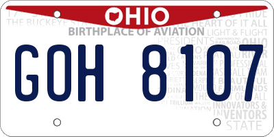 OH license plate GOH8107