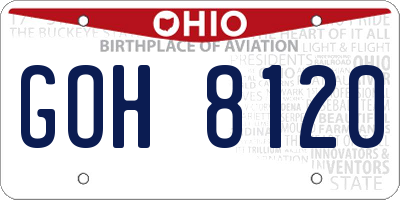 OH license plate GOH8120