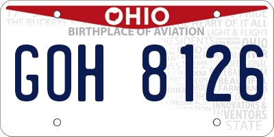 OH license plate GOH8126