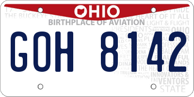 OH license plate GOH8142