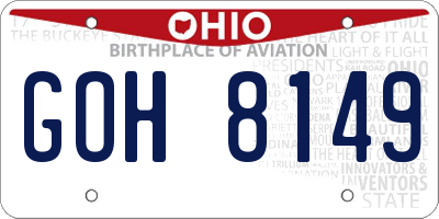 OH license plate GOH8149