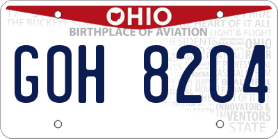 OH license plate GOH8204
