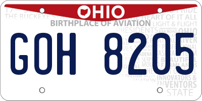 OH license plate GOH8205