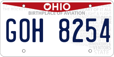 OH license plate GOH8254