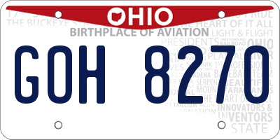 OH license plate GOH8270
