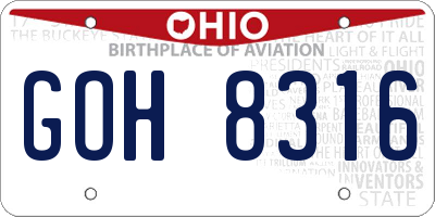OH license plate GOH8316