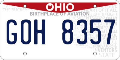 OH license plate GOH8357
