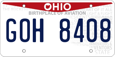 OH license plate GOH8408