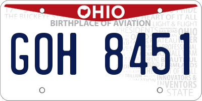 OH license plate GOH8451