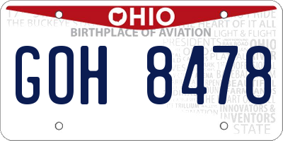 OH license plate GOH8478