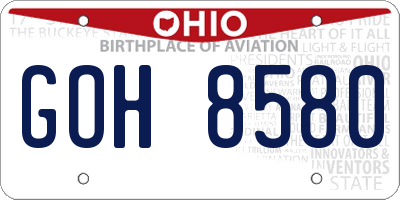 OH license plate GOH8580