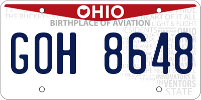 OH license plate GOH8648