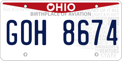 OH license plate GOH8674