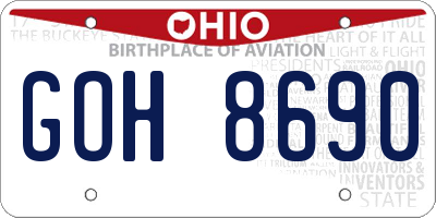 OH license plate GOH8690