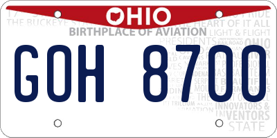 OH license plate GOH8700