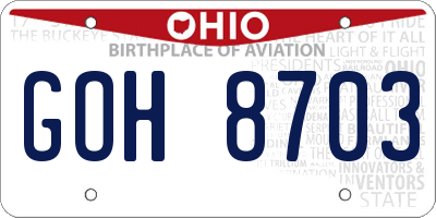 OH license plate GOH8703