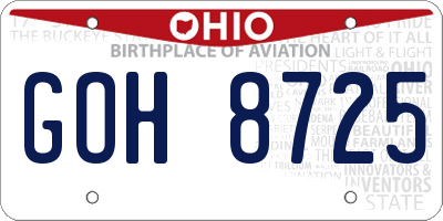 OH license plate GOH8725