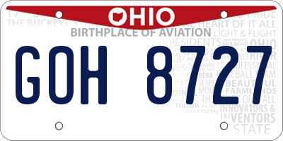OH license plate GOH8727