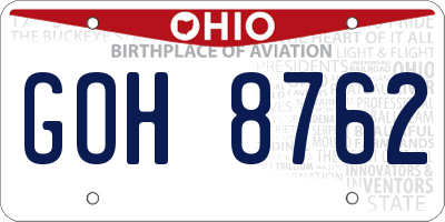 OH license plate GOH8762