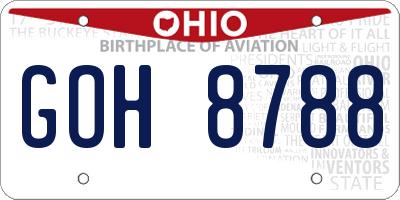 OH license plate GOH8788