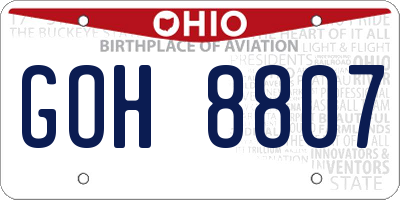 OH license plate GOH8807