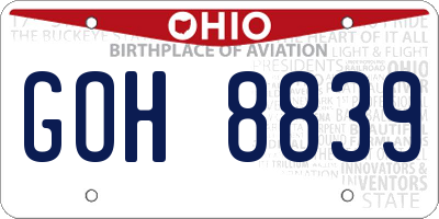 OH license plate GOH8839