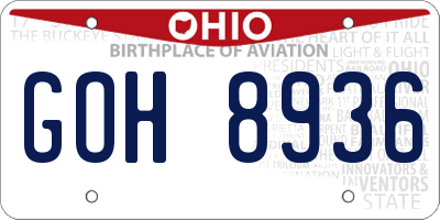 OH license plate GOH8936