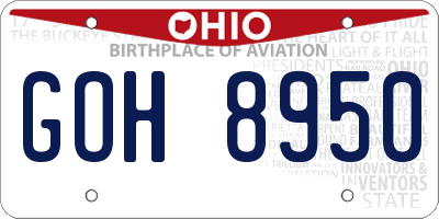 OH license plate GOH8950