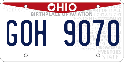 OH license plate GOH9070