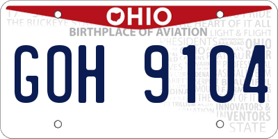 OH license plate GOH9104