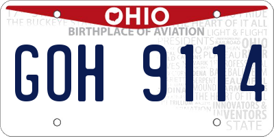 OH license plate GOH9114