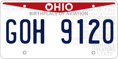 OH license plate GOH9120