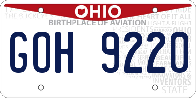 OH license plate GOH9220