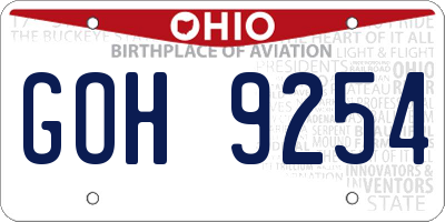 OH license plate GOH9254
