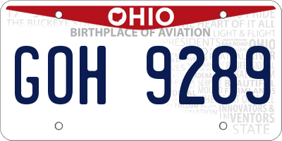 OH license plate GOH9289