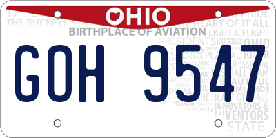 OH license plate GOH9547