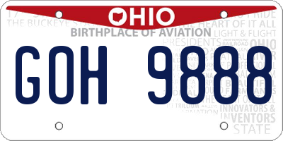 OH license plate GOH9888