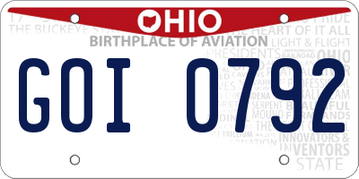 OH license plate GOI0792
