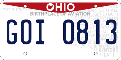 OH license plate GOI0813